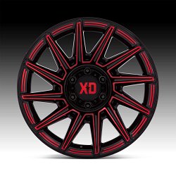 XD Series XD867 Specter Gloss Black Milled Red Tint Custom Truck Wheels 3